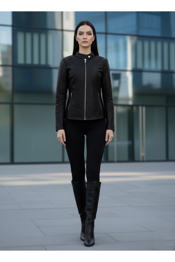 ΜΠΟΥΦΑΝ LEATHER LOOK BIKER STYLE