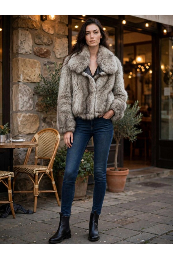 ΜΠΟΥΦΑΝ CROPPED FAUX-LEATHER BOMBER ΔΙΠΛΗΣ ΟΨΕΩΣ