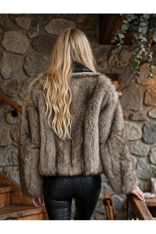 ΜΠΟΥΦΑΝ CROPPED FAUX-LEATHER BOMBER ΔΙΠΛΗΣ ΟΨΕΩΣ