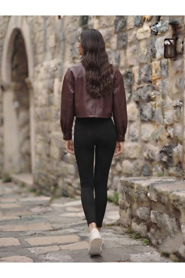 ΜΠΟΥΦΑΝ CROP  FAUX LEATHER