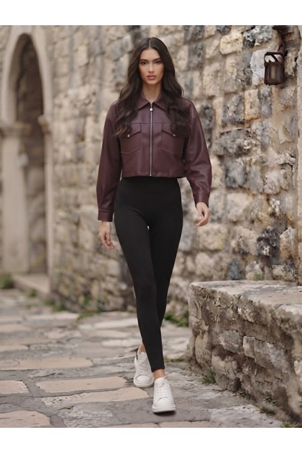 ΜΠΟΥΦΑΝ CROP  FAUX LEATHER