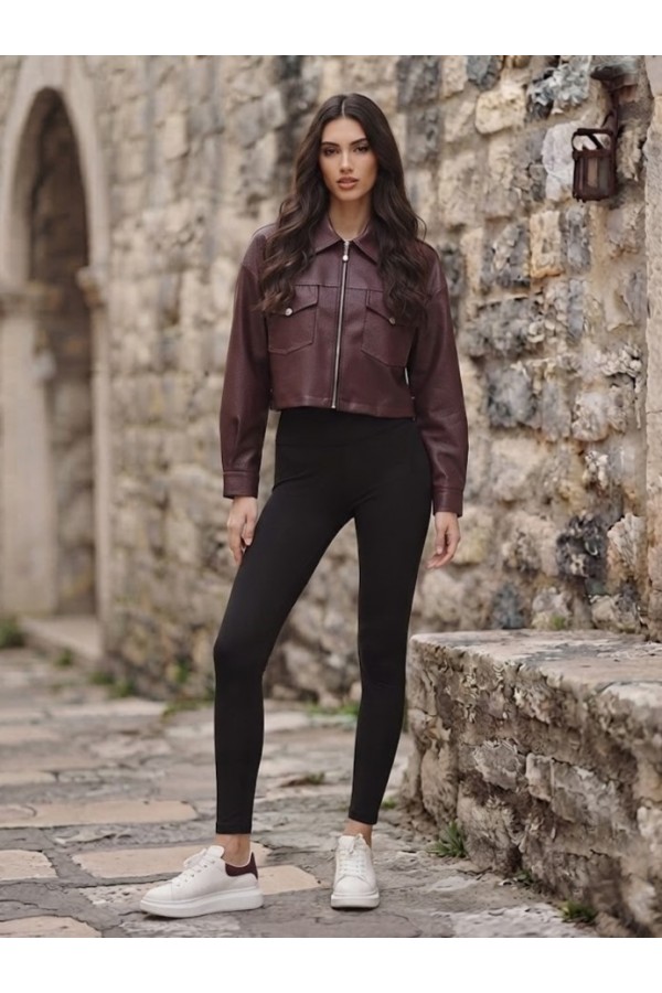 ΜΠΟΥΦΑΝ CROP  FAUX LEATHER