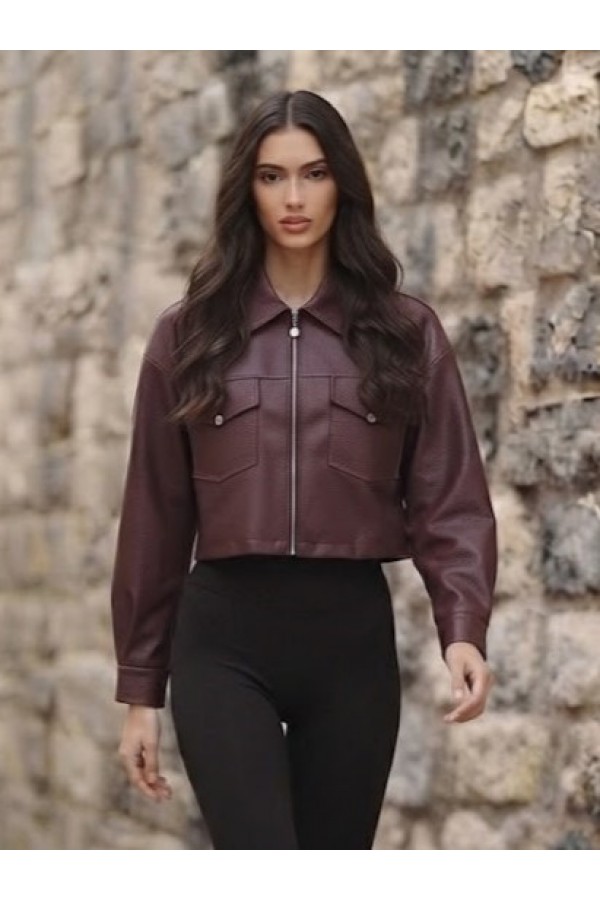 ΜΠΟΥΦΑΝ CROP  FAUX LEATHER