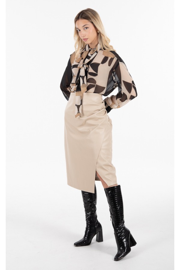 ΦΟΥΣΤΑ FAUX LEATHER WRAP STYLE PENCIL ΓΡΑΜΜΗ