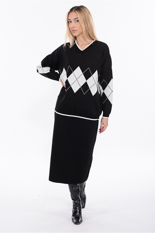 ΣΕΤ ΠΛΕΚΤΟ ΕΛΑΣΤΙΚΟ ΜΠΛΟΥΖΑ OVERSIZE ΚΑΙ ΦΟΥΣΤΑ