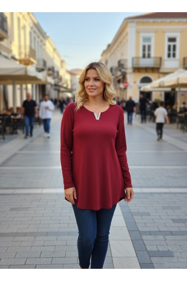 ΜΠΛΟΥΖΑ ΑΝΟΙΧΤΗ ΛΑΙΜΟΚΟΨΗ  ΜΕ ΣΤΡΑΣ ΣΤΟ ΛΑΙΜΟ