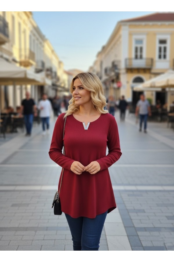 ΜΠΛΟΥΖΑ ΑΝΟΙΧΤΗ ΛΑΙΜΟΚΟΨΗ  ΜΕ ΣΤΡΑΣ ΣΤΟ ΛΑΙΜΟ