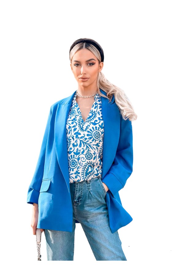 ΣΑΚΑΚΙ BLAZER LINEN LOOK ΜΕ ΤΡΟΥΑΚΑΡ ΜΑΝΙΚΙ