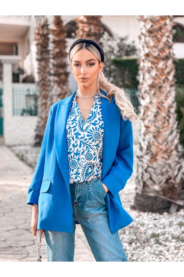 ΣΑΚΑΚΙ BLAZER LINEN LOOK ΜΕ ΤΡΟΥΑΚΑΡ ΜΑΝΙΚΙ