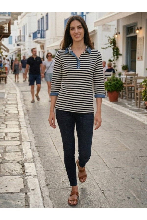 ΜΠΛΟΥΖΑ VISCOSE ΜΕ ΓΙΑΚΑ ΚΑΙ ΜΑΝΙΚΙ 3/4