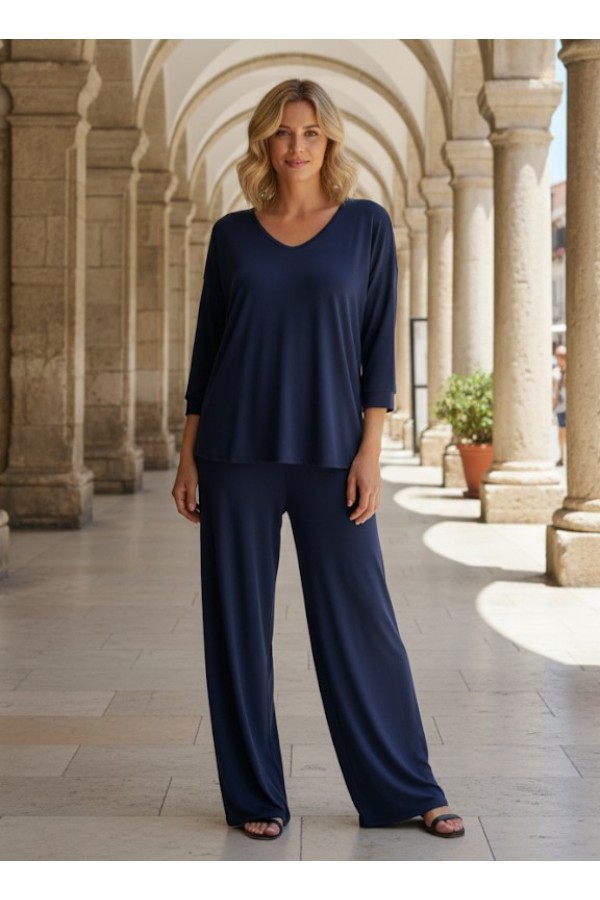 ΣΕΤ RELAXED FIT RIBBED  ΜΕ ΨΗΛΟΜΕΣΗ ΠΑΝΤΕΛΟΝΑ ΜΕ ΛΑΣΤΙΧΟ ΣΤΗΝ ΜΕΣΗ