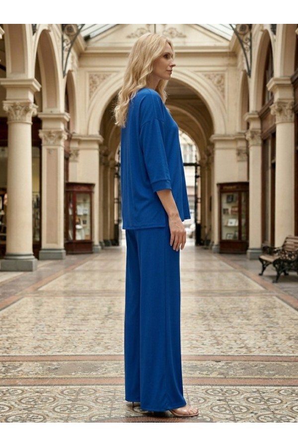 ΣΕΤ RELAXED FIT RIBBED  ΜΕ ΨΗΛΟΜΕΣΗ ΠΑΝΤΕΛΟΝΑ ΜΕ ΛΑΣΤΙΧΟ ΣΤΗΝ ΜΕΣΗ
