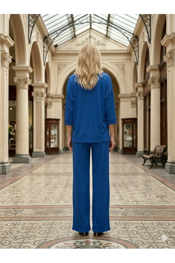 ΣΕΤ RELAXED FIT RIBBED  ΜΕ ΨΗΛΟΜΕΣΗ ΠΑΝΤΕΛΟΝΑ ΜΕ ΛΑΣΤΙΧΟ ΣΤΗΝ ΜΕΣΗ