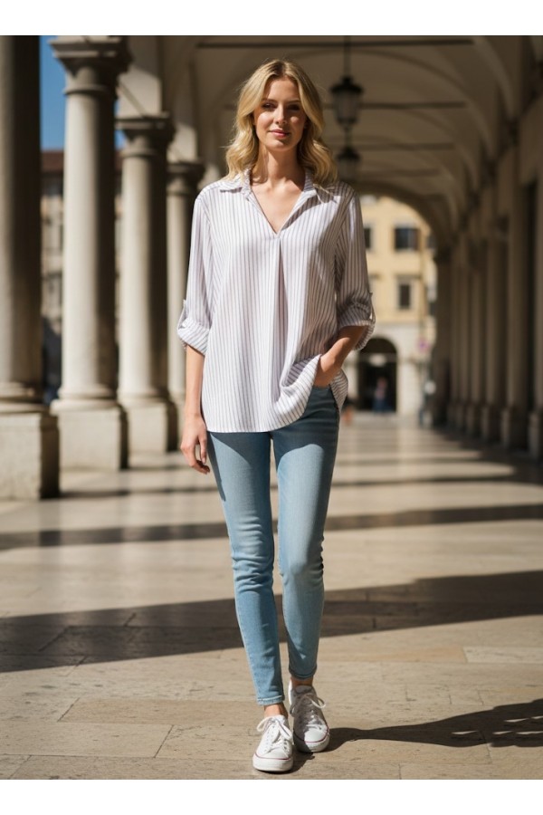 ΠΟΥΚΑΜΙΣΑ LOOSE FIT ΜΕ ΚΑΘΕΤΗ ΡΙΓΑ