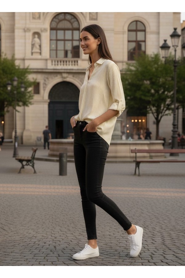 ΠΟΥΚΑΜΙΣΑ LOOSE FIT ΜΕ ΚΑΘΕΤΗ ΡΙΓΑ