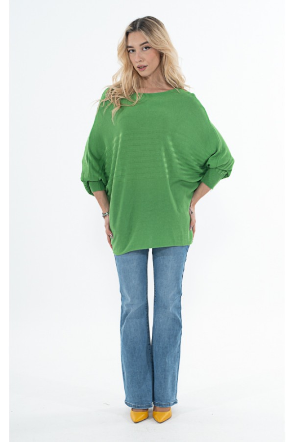 ΜΠΛΟΥΖΑ ΛΑΙΜΟΚΟΨΗ OVERSIZE ΜΕ ΕΛΑΣΤΙΚΟ ΕΝΙΑΙΟ ΜΑΝΙΚΙ