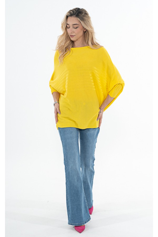 ΜΠΛΟΥΖΑ ΛΑΙΜΟΚΟΨΗ OVERSIZE ΜΕ ΕΛΑΣΤΙΚΟ ΕΝΙΑΙΟ ΜΑΝΙΚΙ