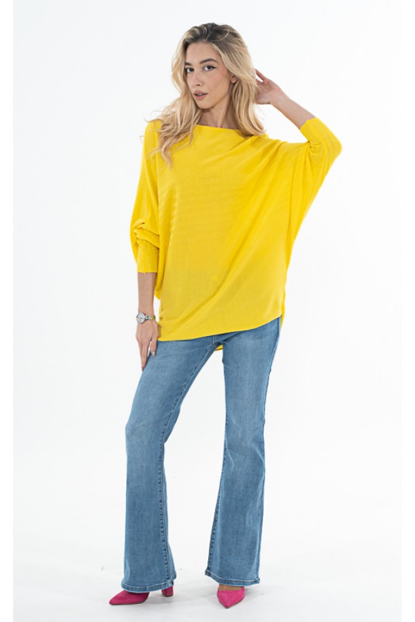 ΜΠΛΟΥΖΑ ΛΑΙΜΟΚΟΨΗ OVERSIZE ΜΕ ΕΛΑΣΤΙΚΟ ΕΝΙΑΙΟ ΜΑΝΙΚΙ