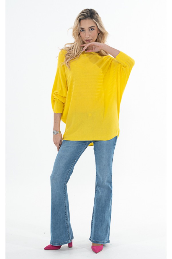 ΜΠΛΟΥΖΑ ΛΑΙΜΟΚΟΨΗ OVERSIZE ΜΕ ΕΛΑΣΤΙΚΟ ΕΝΙΑΙΟ ΜΑΝΙΚΙ