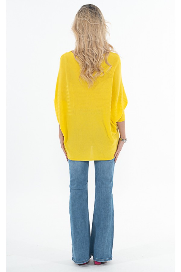 ΜΠΛΟΥΖΑ ΛΑΙΜΟΚΟΨΗ OVERSIZE ΜΕ ΕΛΑΣΤΙΚΟ ΕΝΙΑΙΟ ΜΑΝΙΚΙ