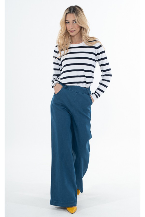 ΜΠΛΟΥΖΑ ΜΕ ΡΙΓΑ VISCOSE BLUE SEVEN