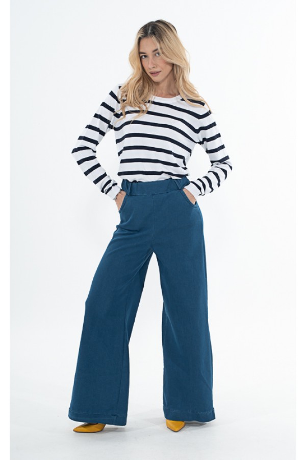 ΜΠΛΟΥΖΑ ΜΕ ΡΙΓΑ VISCOSE BLUE SEVEN
