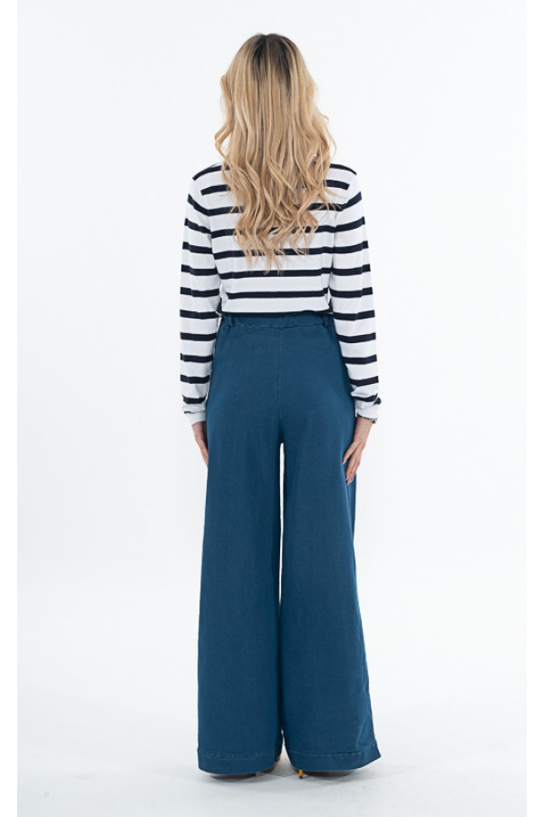 ΜΠΛΟΥΖΑ ΜΕ ΡΙΓΑ VISCOSE BLUE SEVEN