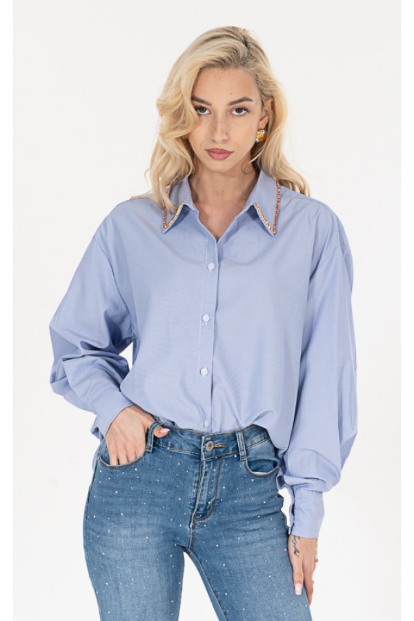 ΠΟΥΚΑΜΙΣΟ ΡΙΓΕ OFFICE LOOK ΜΕ ΛΕΠΤΟΜΕΡΕΙΑ ΣΤΡΑΣ ΣΤΟΝ ΓΙΑΚΑ