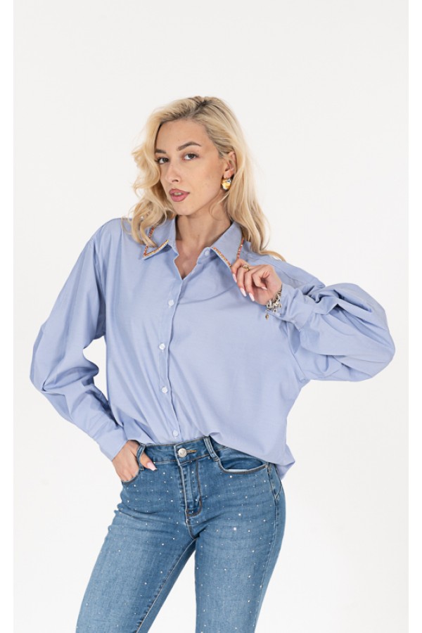 ΠΟΥΚΑΜΙΣΟ ΡΙΓΕ OFFICE LOOK ΜΕ ΛΕΠΤΟΜΕΡΕΙΑ ΣΤΡΑΣ ΣΤΟΝ ΓΙΑΚΑ