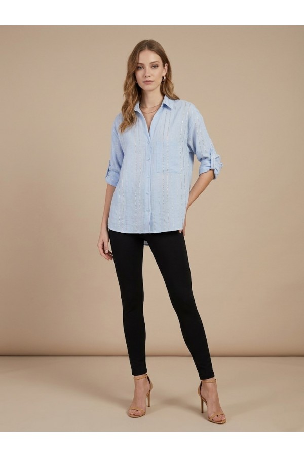 ΠΟΥΚΑΜΙΣΟ LINEN LOOK ΜΕ ΧΡΥΣΟΚΛΩΣΤΗ