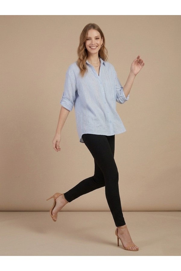 ΠΟΥΚΑΜΙΣΟ LINEN LOOK ΜΕ ΧΡΥΣΟΚΛΩΣΤΗ