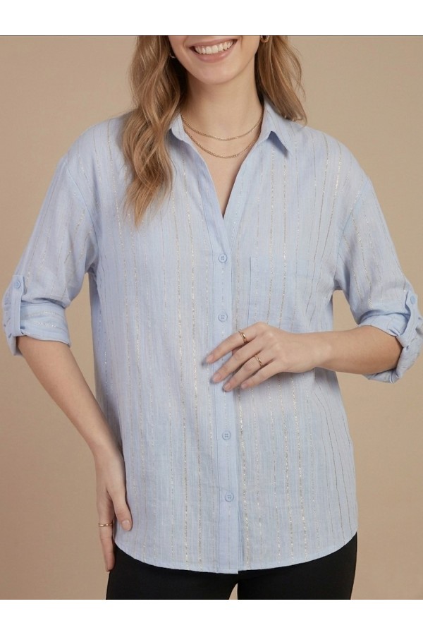 ΠΟΥΚΑΜΙΣΟ LINEN LOOK ΜΕ ΧΡΥΣΟΚΛΩΣΤΗ