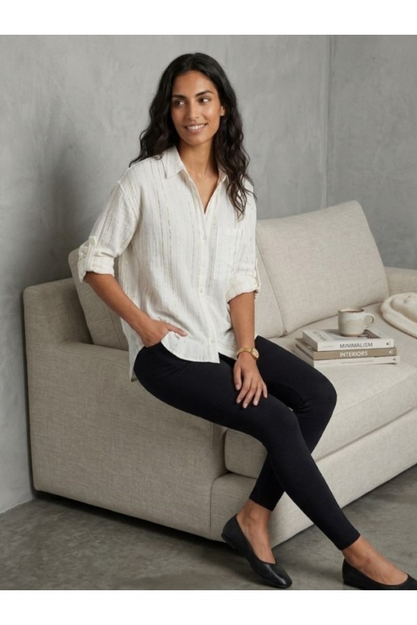 ΠΟΥΚΑΜΙΣΟ LINEN LOOK ΜΕ ΧΡΥΣΟΚΛΩΣΤΗ