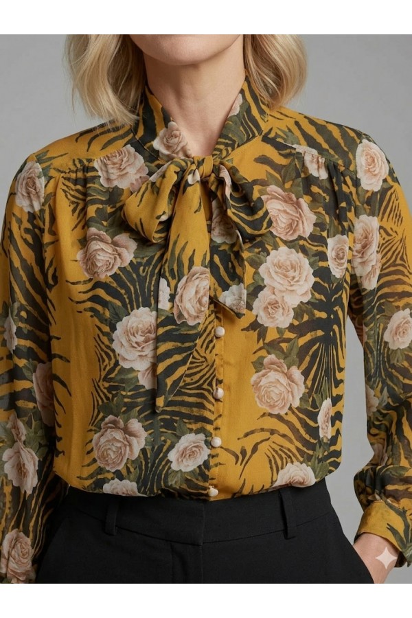 ΠΟΥΚΑΜΙΣΟ FLORAL ΜΕ ΔΕΣΙΜΟ ΣΤΟ ΛΑΙΜΟ