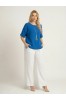 ΜΠΛΟΥΖΑ ΒΑΜΒΑΚΕΡΗ LINEN LOOK LOOSE ΓΡΑΜΜΗ ΜΕ ΚΟΛΙΕ
