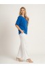 ΜΠΛΟΥΖΑ ΒΑΜΒΑΚΕΡΗ LINEN LOOK LOOSE ΓΡΑΜΜΗ ΜΕ ΚΟΛΙΕ