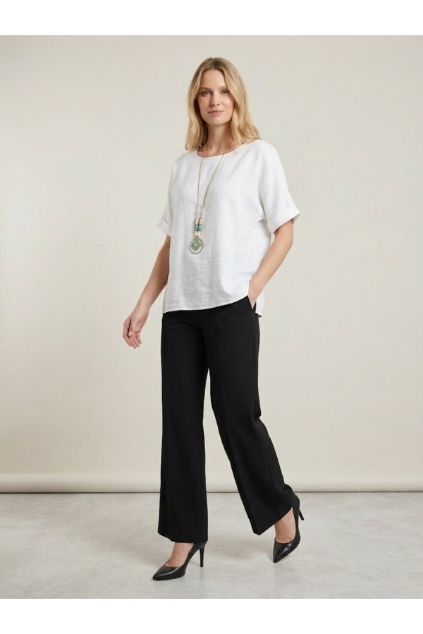 ΜΠΛΟΥΖΑ ΒΑΜΒΑΚΕΡΗ LINEN LOOK LOOSE ΓΡΑΜΜΗ ΜΕ ΚΟΛΙΕ