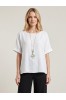 ΜΠΛΟΥΖΑ ΒΑΜΒΑΚΕΡΗ LINEN LOOK LOOSE ΓΡΑΜΜΗ ΜΕ ΚΟΛΙΕ