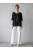 ΜΠΛΟΥΖΑ ΒΑΜΒΑΚΕΡΗ LINEN LOOK LOOSE ΓΡΑΜΜΗ ΜΕ ΚΟΛΙΕ