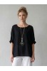 ΜΠΛΟΥΖΑ ΒΑΜΒΑΚΕΡΗ LINEN LOOK LOOSE ΓΡΑΜΜΗ ΜΕ ΚΟΛΙΕ