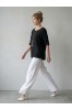 ΜΠΛΟΥΖΑ ΒΑΜΒΑΚΕΡΗ LINEN LOOK LOOSE ΓΡΑΜΜΗ ΜΕ ΚΟΛΙΕ