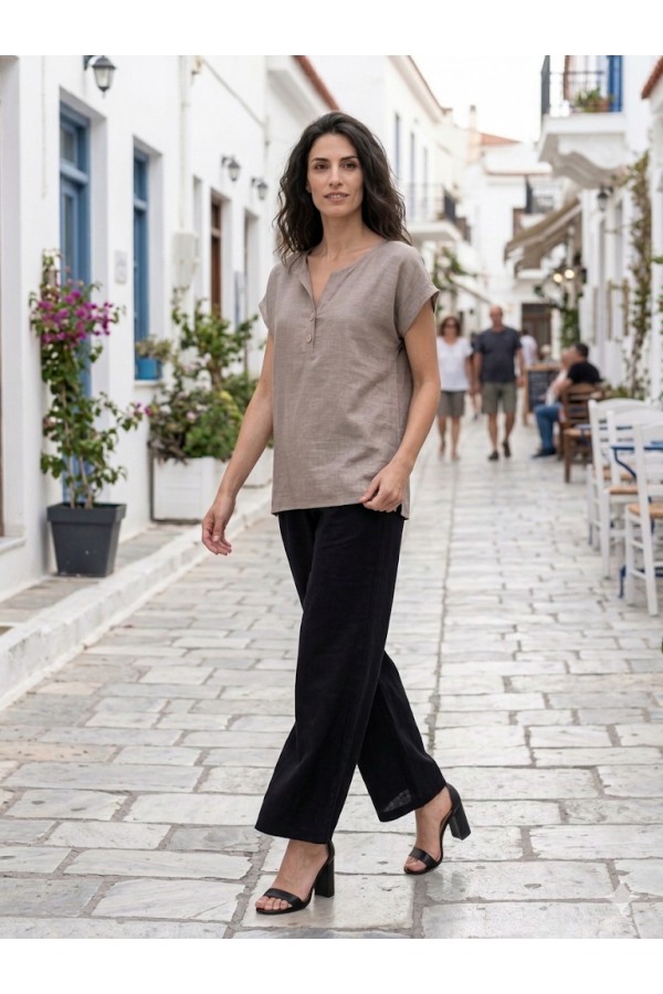 ΜΠΛΟΥΖΑ LINEN LOOK ΜΕ ΚΟΥΜΠΙΑ