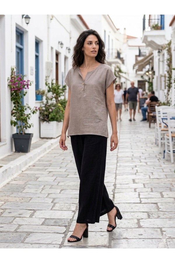 ΜΠΛΟΥΖΑ LINEN LOOK ΜΕ ΚΟΥΜΠΙΑ