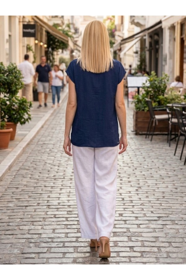 ΜΠΛΟΥΖΑ LINEN LOOK ΜΕ ΚΟΥΜΠΙΑ