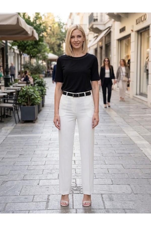ΜΠΛΟΥΖΑ VISCOSE ΜΕ ΠΕΡΛΕΣ ΣΤΟ ΛΑΙΜΟ