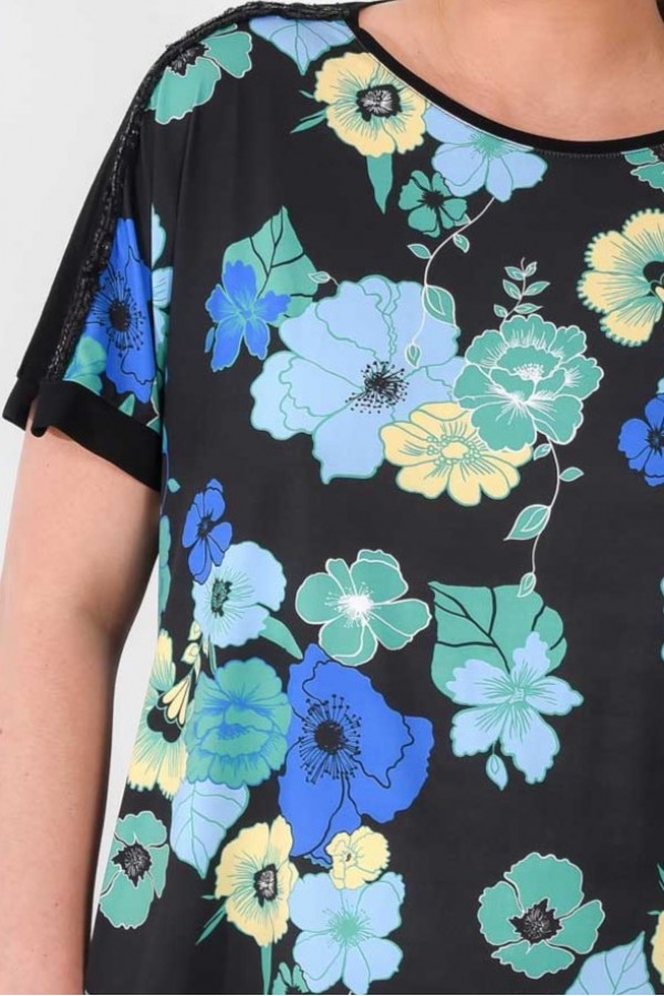 ΜΠΛΟΥΖΑ VISCOSE FLORAL ΛΑΙΜΟΚΟΨΗ