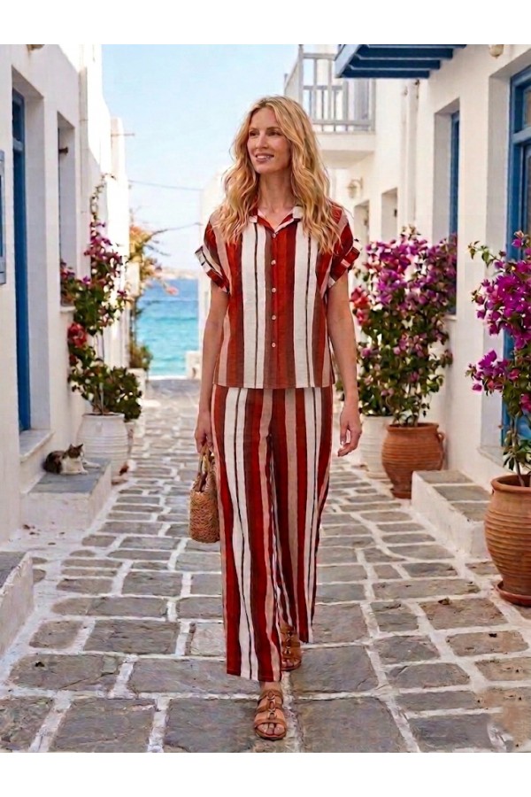 ΣΕΤ ΠΑΝΤΕΛΟΝΙ - ΠΟΥΚΑΜΙΣΟ COLOR- BLOCKING SLIM FIT