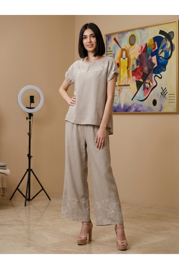 SET LINEN LOOK ΜΕ FLORAL ΜΟΤΙΒΟ