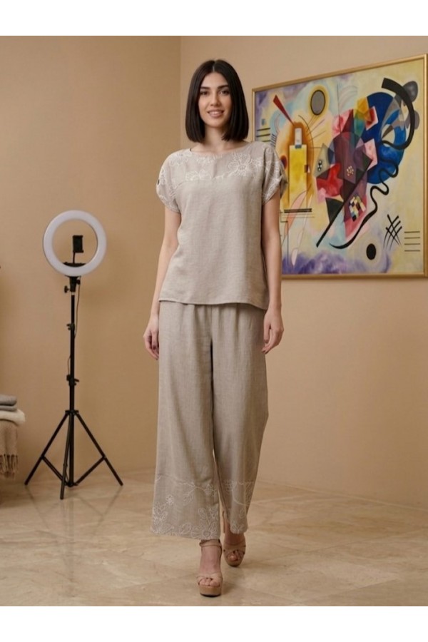 SET LINEN LOOK ΜΕ FLORAL ΜΟΤΙΒΟ