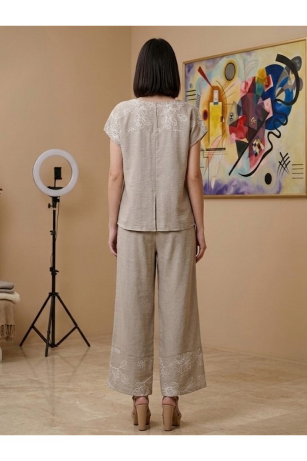 SET LINEN LOOK ΜΕ FLORAL ΜΟΤΙΒΟ